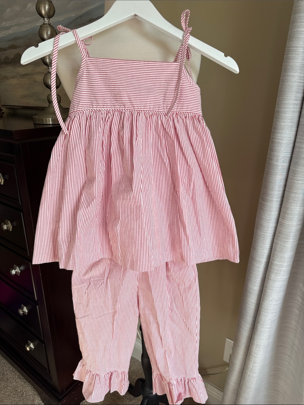 NWT Little English Red and White Striped Girls Matching Top & Pants Set